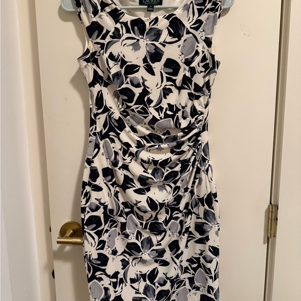 Ralph Lauren Women's Black and White Floral Bodycon Dress